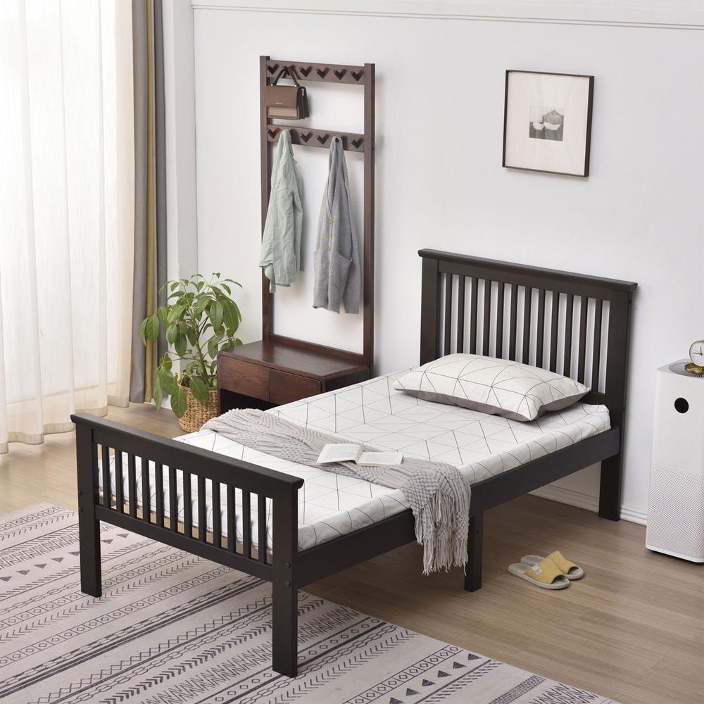 Better Home Products Jassmine Solid Wood Platform Pine Twin Bed in Tobacco. Picture 2
