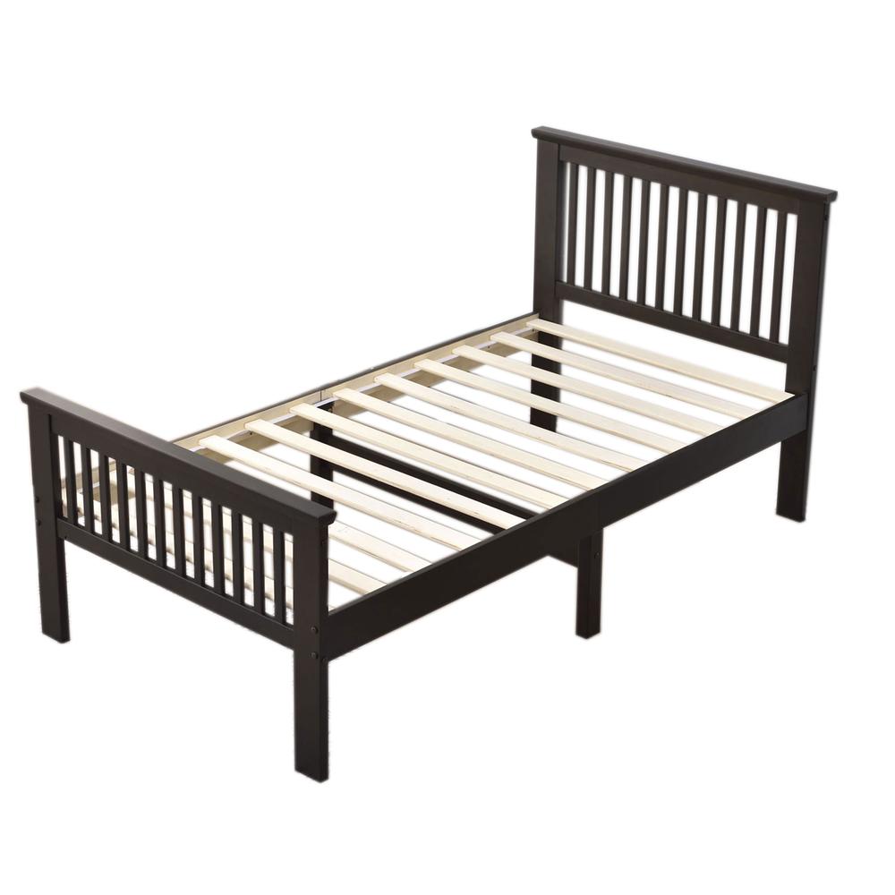 Better Home Products Jassmine Solid Wood Platform Pine Twin Bed in Tobacco. Picture 10