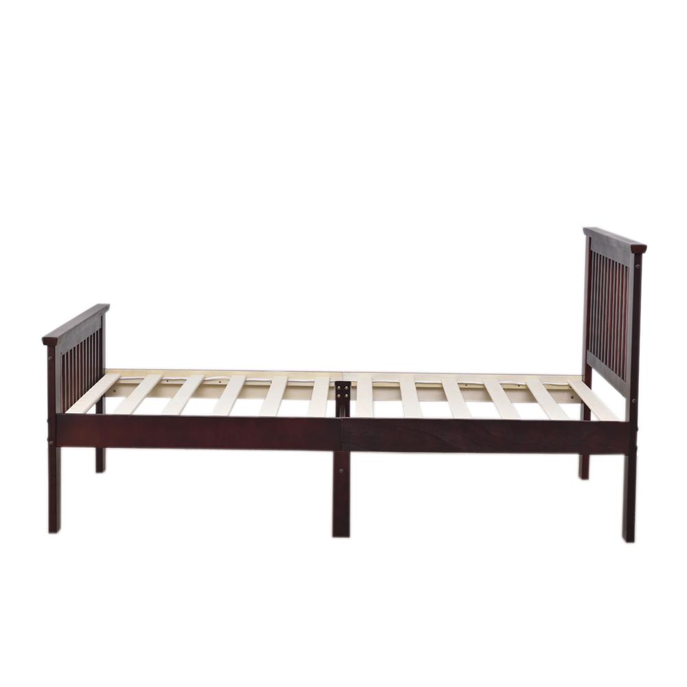 Better Home Products Jassmine Solid Wood Platform Pine Twin Bed in Mahogany. Picture 2