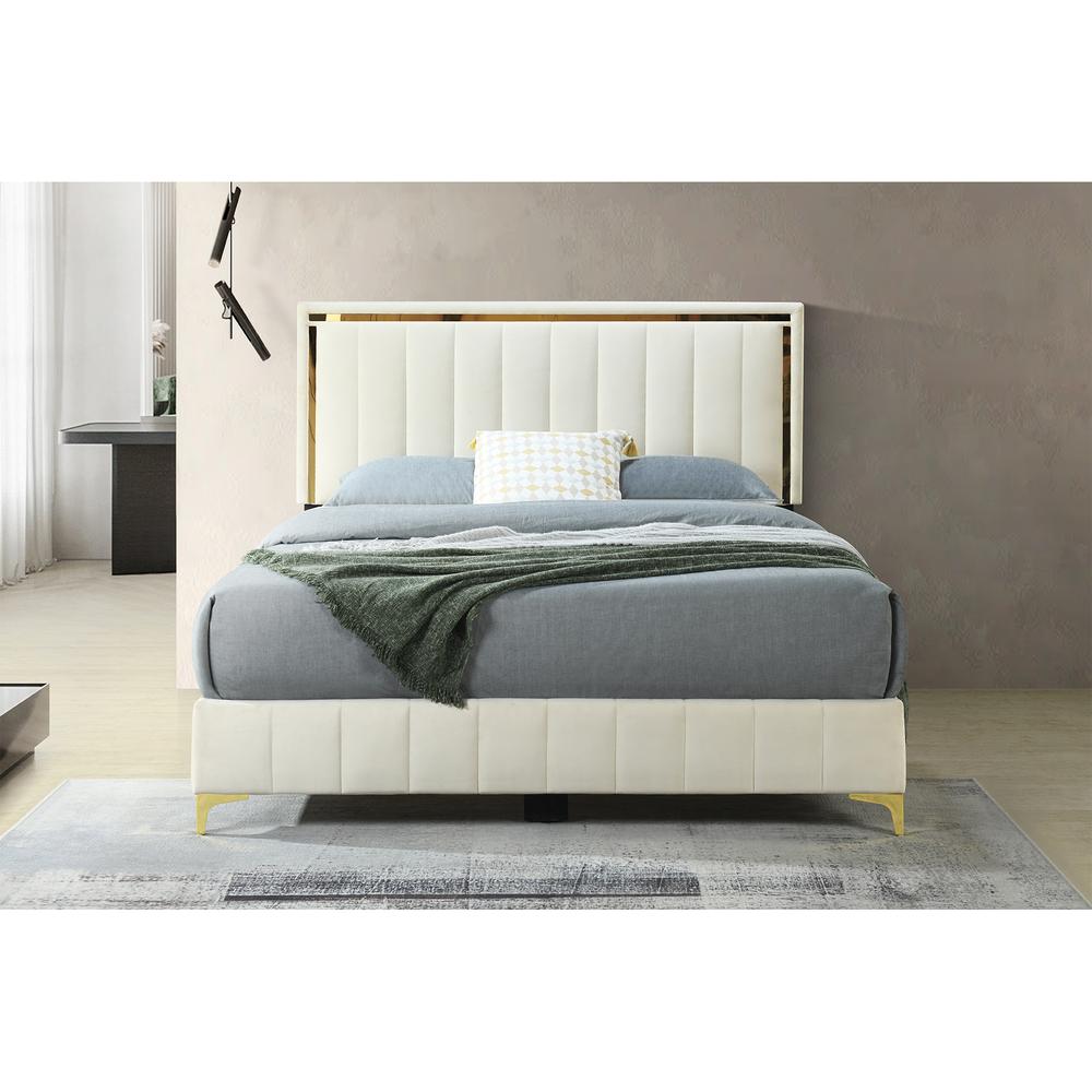Upholstered Platform Bed with Durable Wooden Frame for Strength and Support. Picture 17