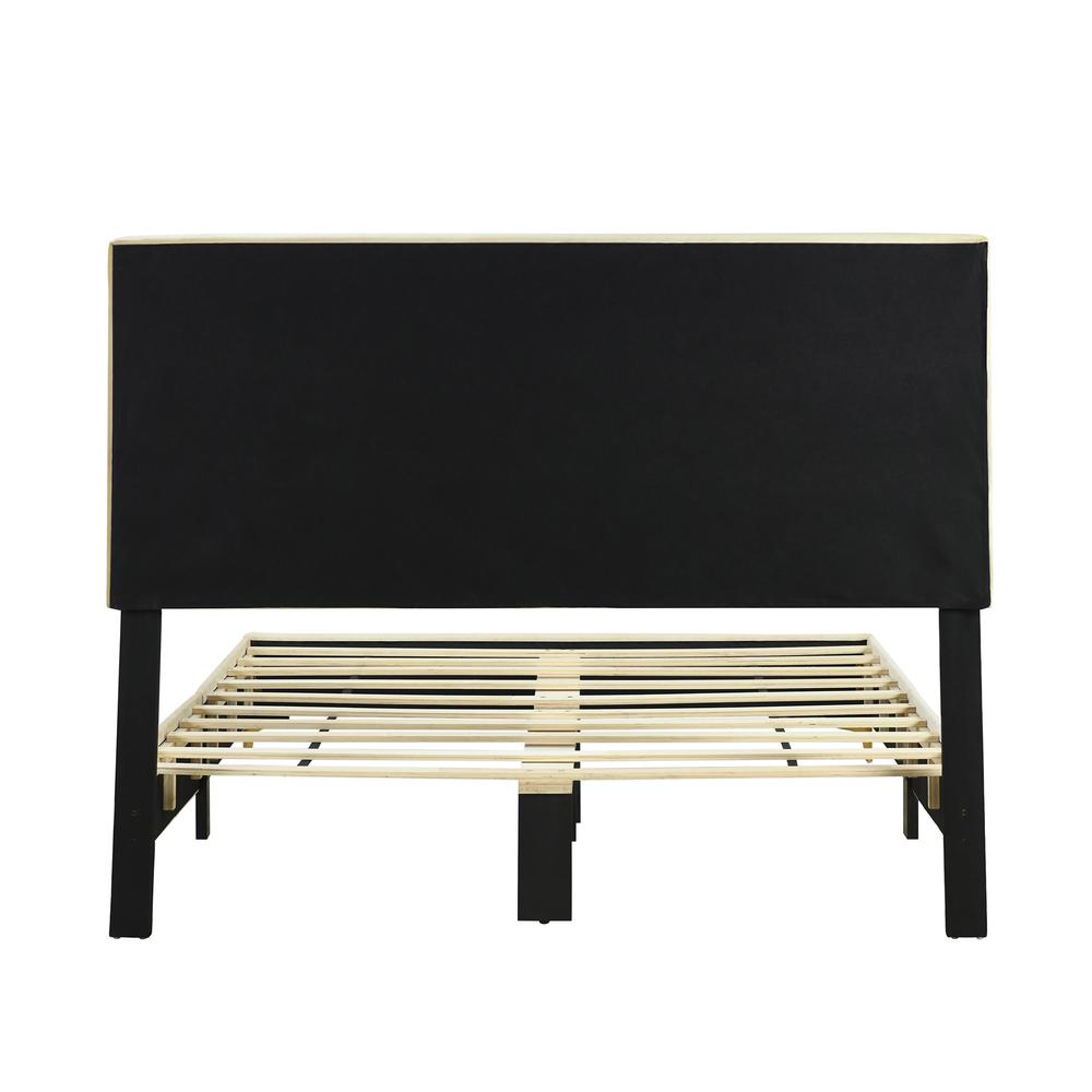 Upholstered Platform Bed with Durable Wooden Frame for Strength and Support. Picture 11