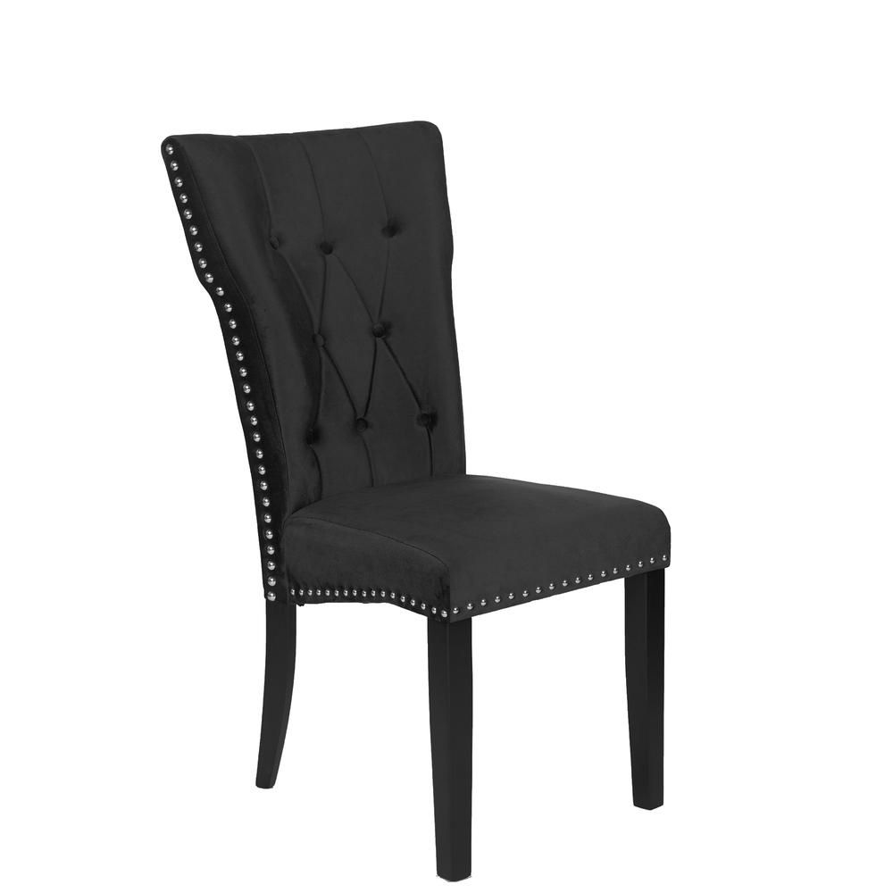 Better Home Products La Costa Velvet Tufted Dining Chair Set of 2 in Black. Picture 1