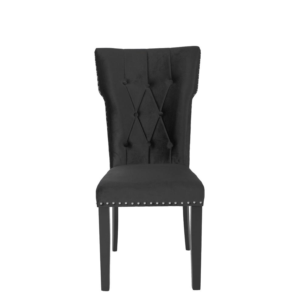 Better Home Products La Costa Velvet Tufted Dining Chair Set of 2 in Black. Picture 2