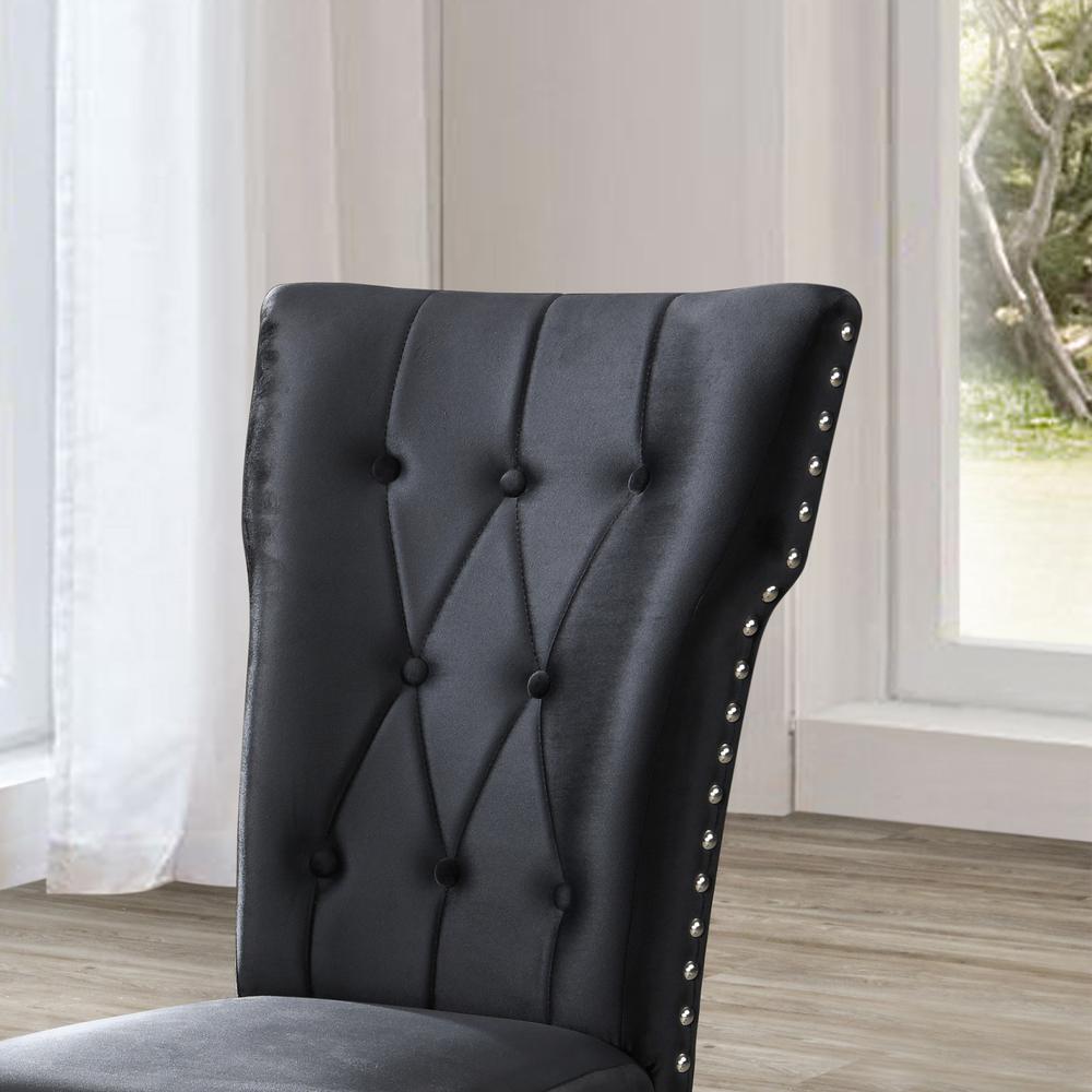 Better Home Products La Costa Velvet Tufted Dining Chair Set of 2 in Black. Picture 3