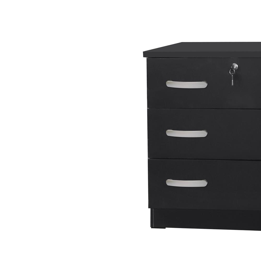Better Home Products Cindy Wooden 3 Drawer Chest Bedroom Dresser in Black. Picture 5
