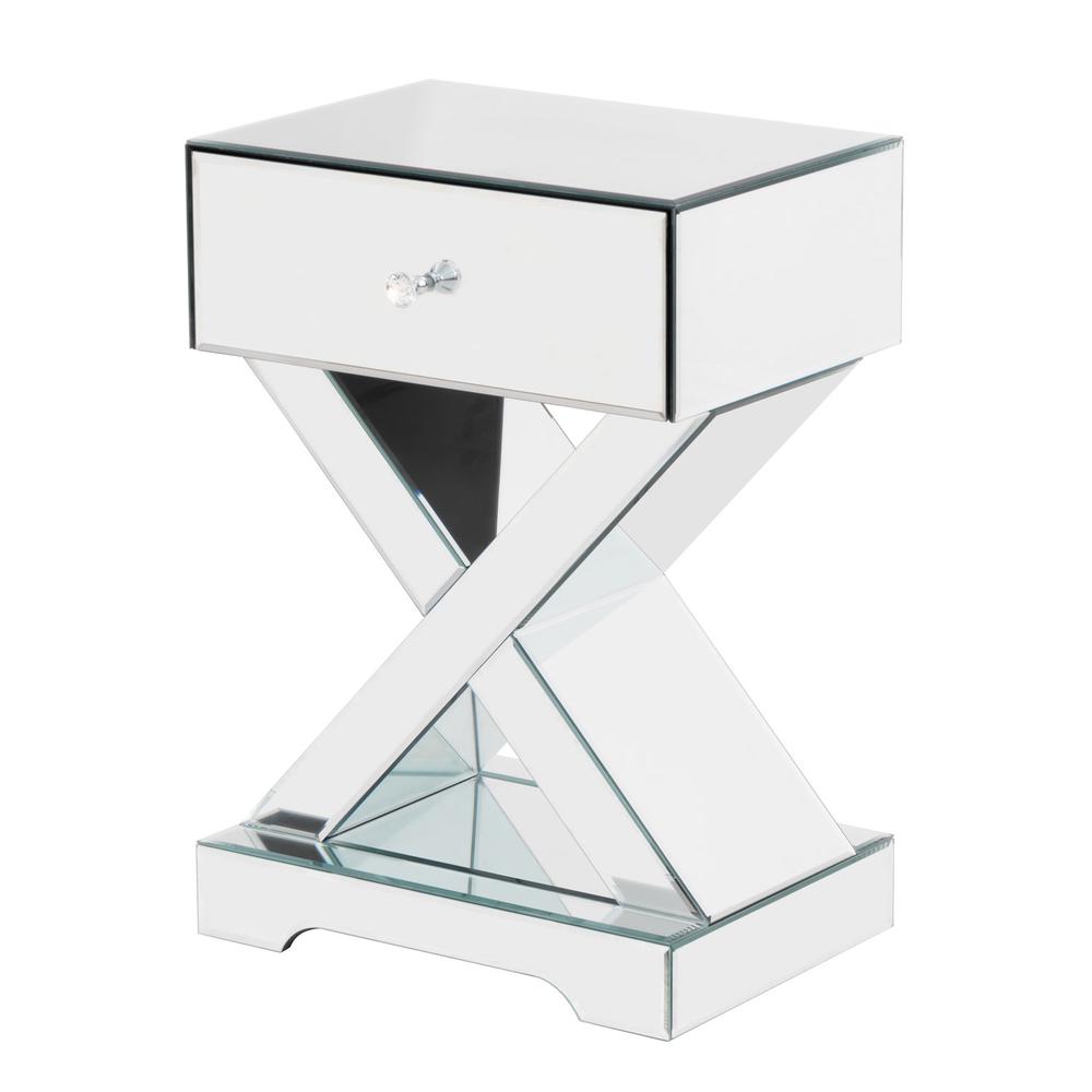 Better Home Products Mirrored Modern Side Table. Picture 2