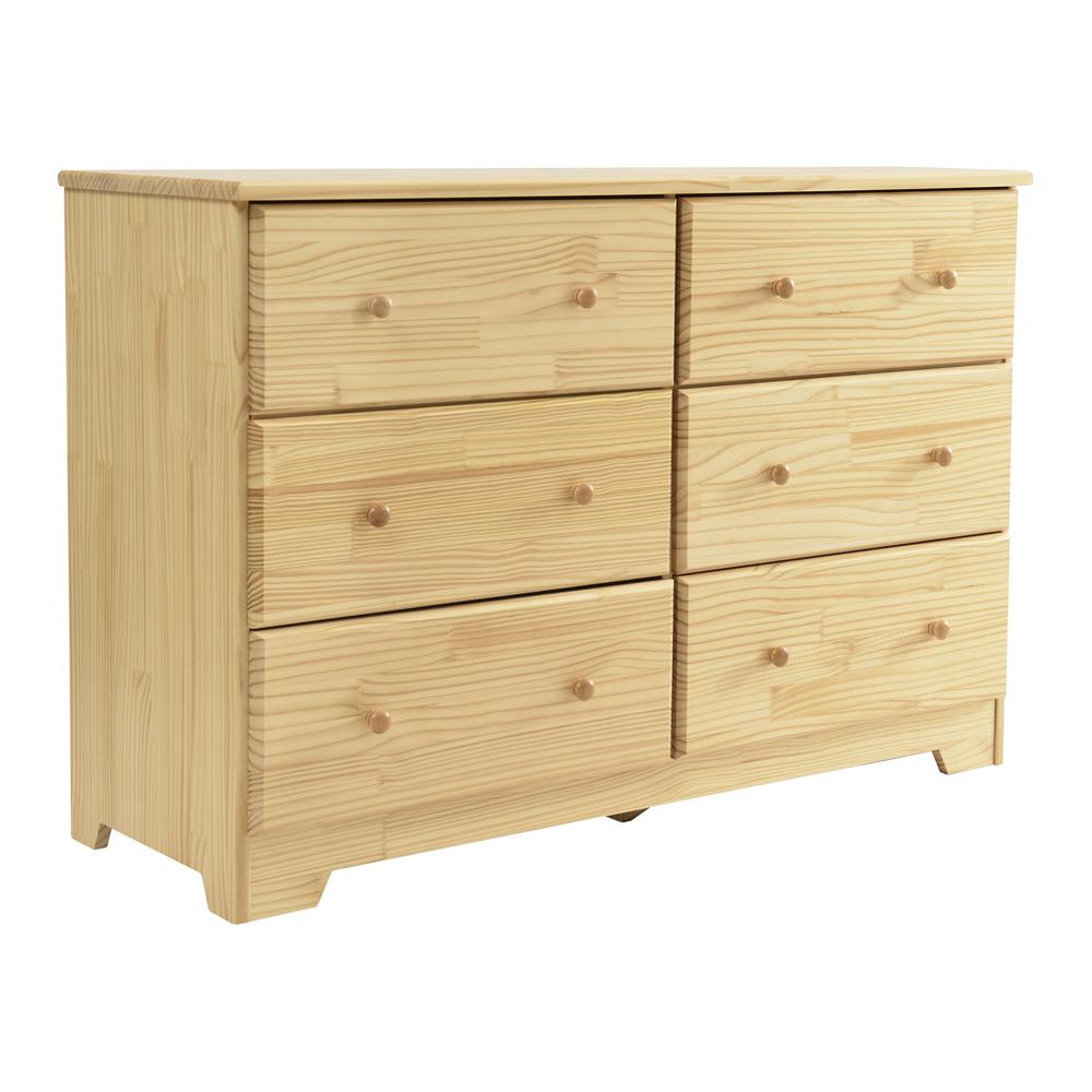 Better Home Products Solid Pine Wood 6 Drawer Double Dresser in Natural.. Picture 1