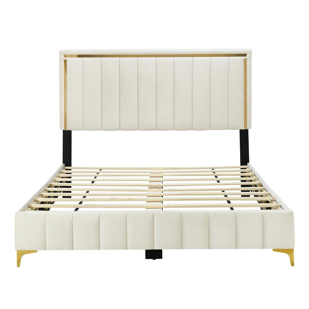 Upholstered Platform Bed with Durable Wooden Frame for Strength and Support. Picture 1