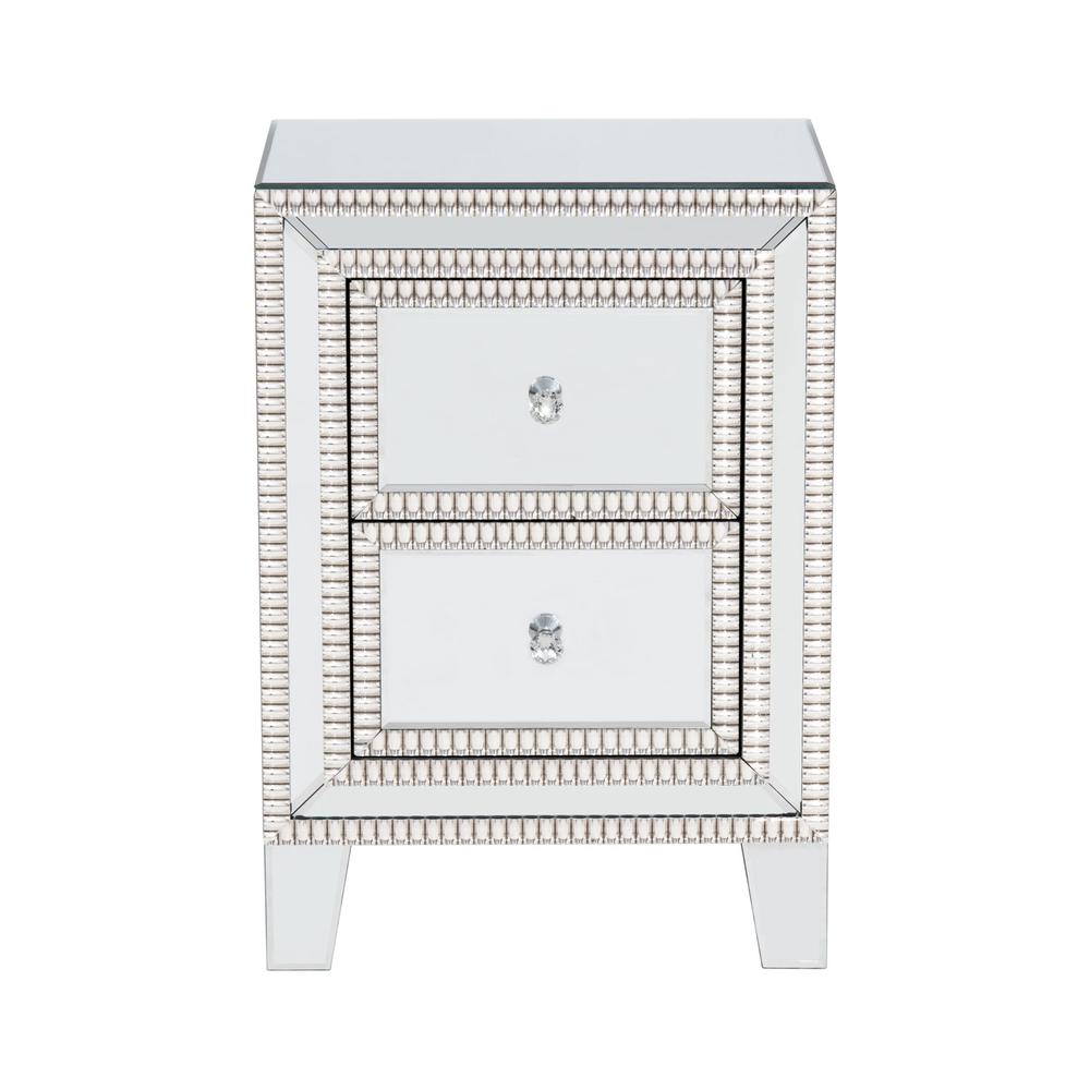 Better Home Products Mirrored Nightstand with 2 Drawers. Picture 3