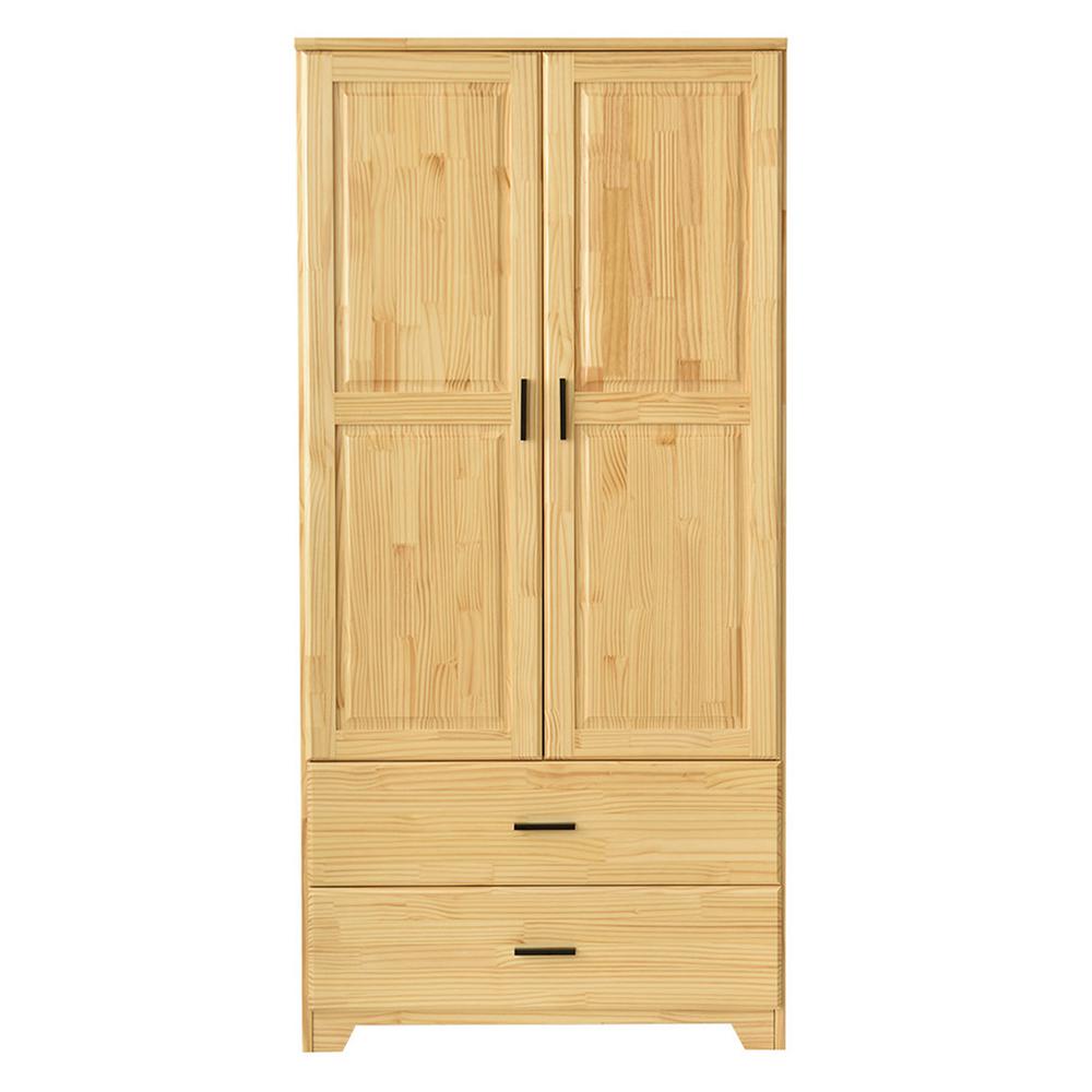 Stylish Pine Wood Closet with Raised Doors and Two Drawers for Easy Access. Picture 2