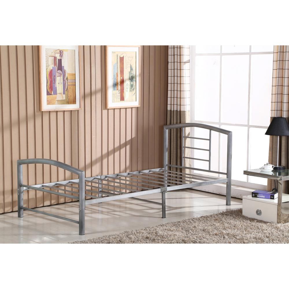 Better Home Products Casita Twin Metal Platform Bed Frame in Gray. Picture 4