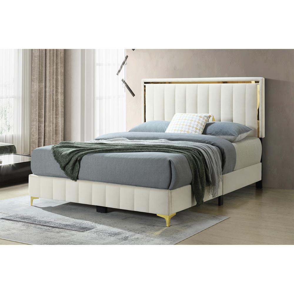 Upholstered Platform Bed with Durable Wooden Frame for Strength and Support. Picture 16