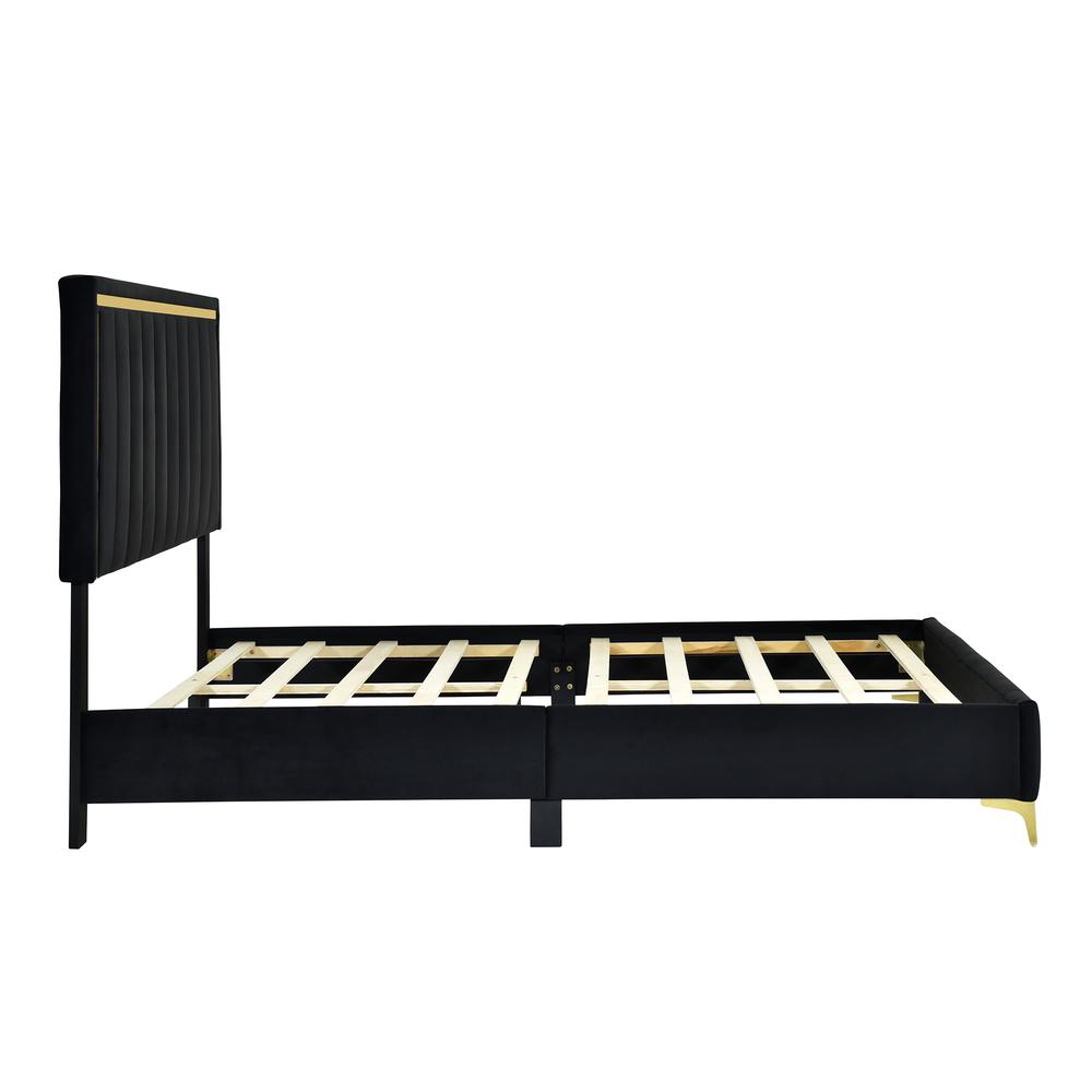 Upholstered Platform Bed with Durable Wooden Frame for Strength and Support. Picture 4