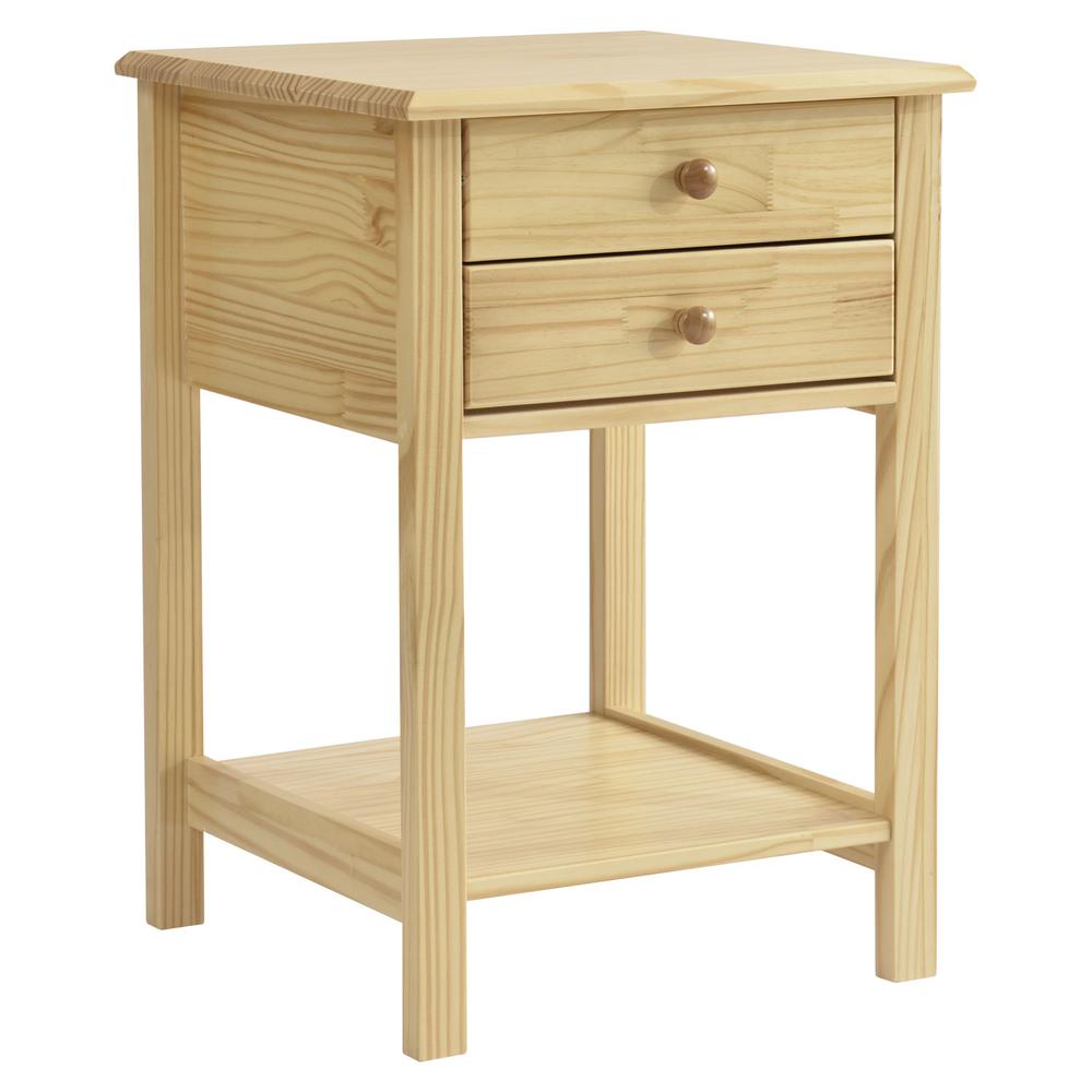 Better Home Products Solid Pine Wood 2 Drawer Nightstand in Natural. Picture 2