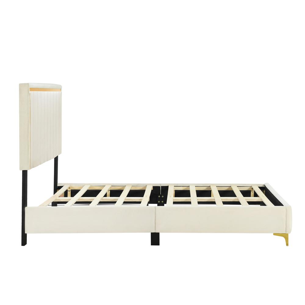 Upholstered Platform Bed with Durable Wooden Frame for Strength and Support. Picture 5