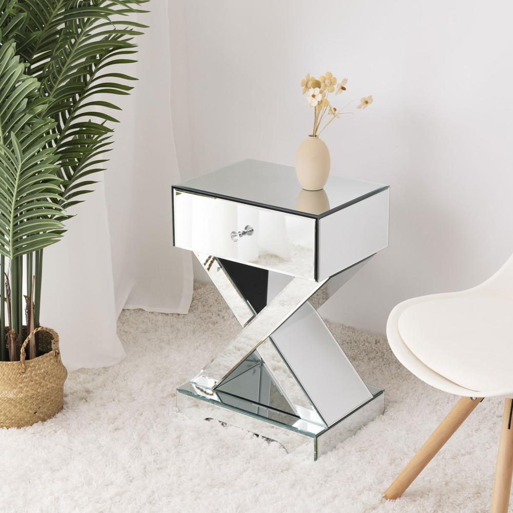 Better Home Products Mirrored Modern Side Table. Picture 4