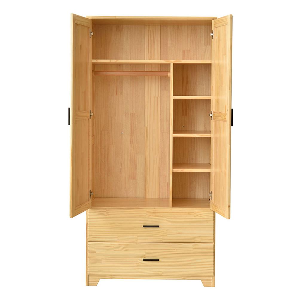 Stylish Pine Wood Closet with Raised Doors and Two Drawers for Easy Access. Picture 3