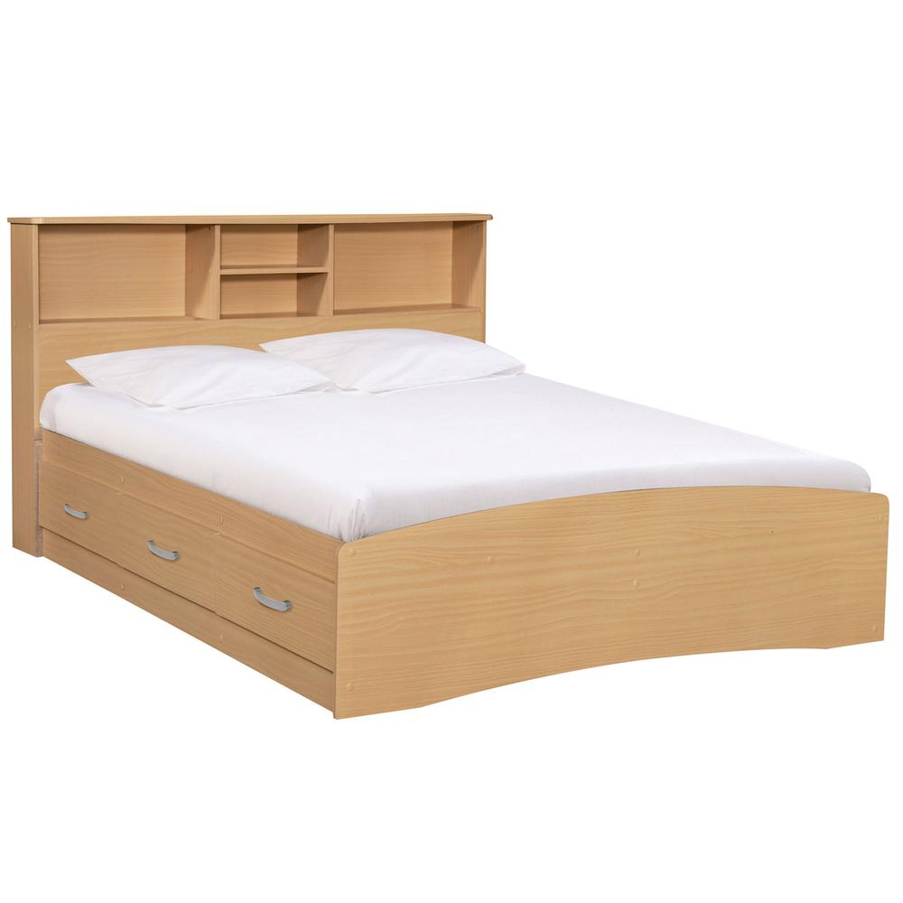 Better Home Products California Wooden Full Captains Bed in Beech (Maple). Picture 5