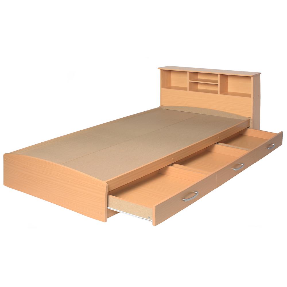 Better Home Products California Wooden Full Captains Bed in Beech (Maple). Picture 3