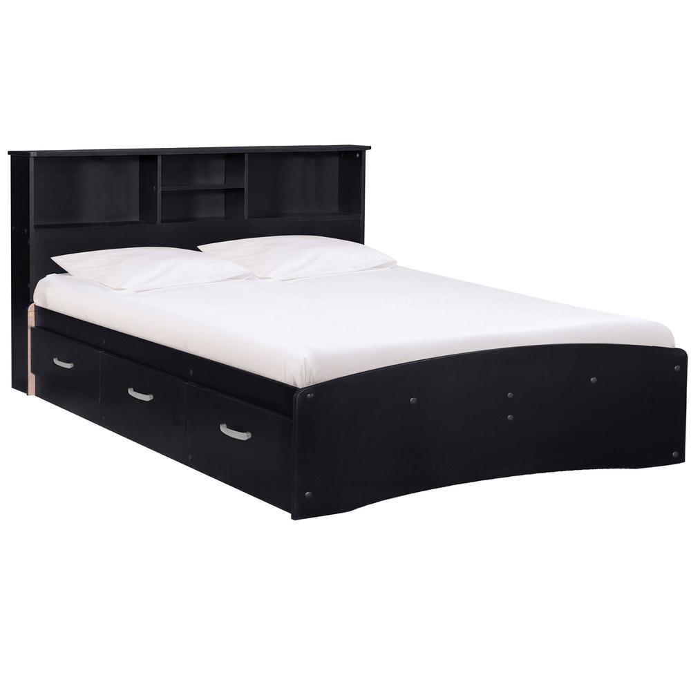 Better Home Products California Wooden Full Captains Bed in Black. Picture 2