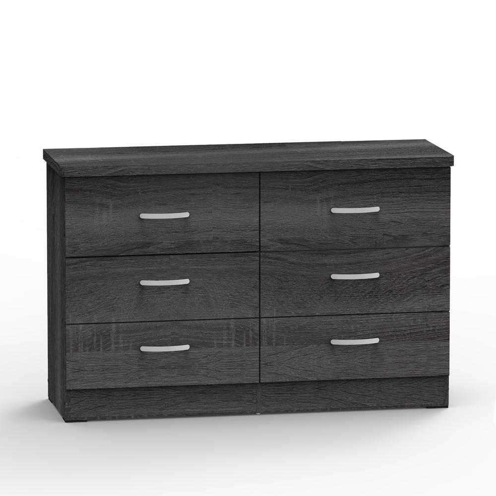 Better Home Products DD & PAM 6 Drawer Engineered Wood Bedroom Dresser Gray. Picture 1