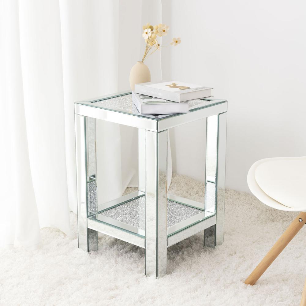 Better Home Products Mirrored Nightstand. Picture 2