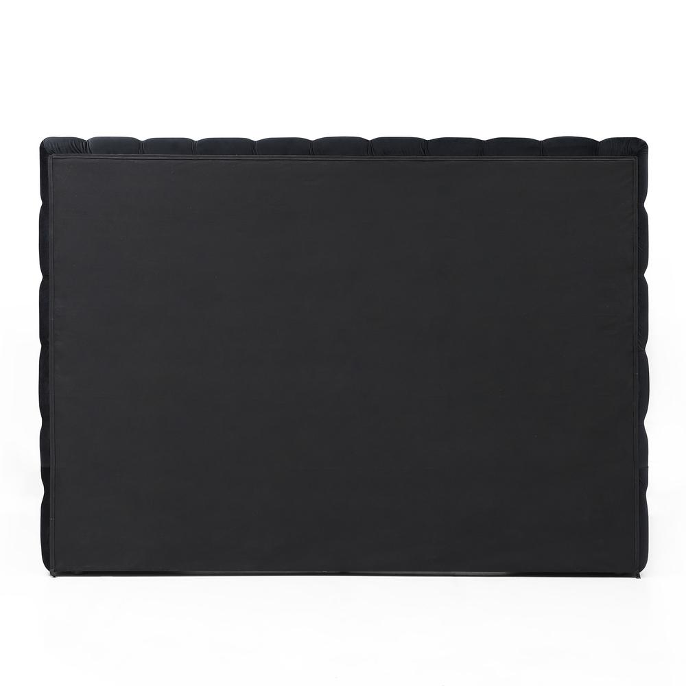 Velvet King Bed with Deep Button Tufting in Black. Picture 10