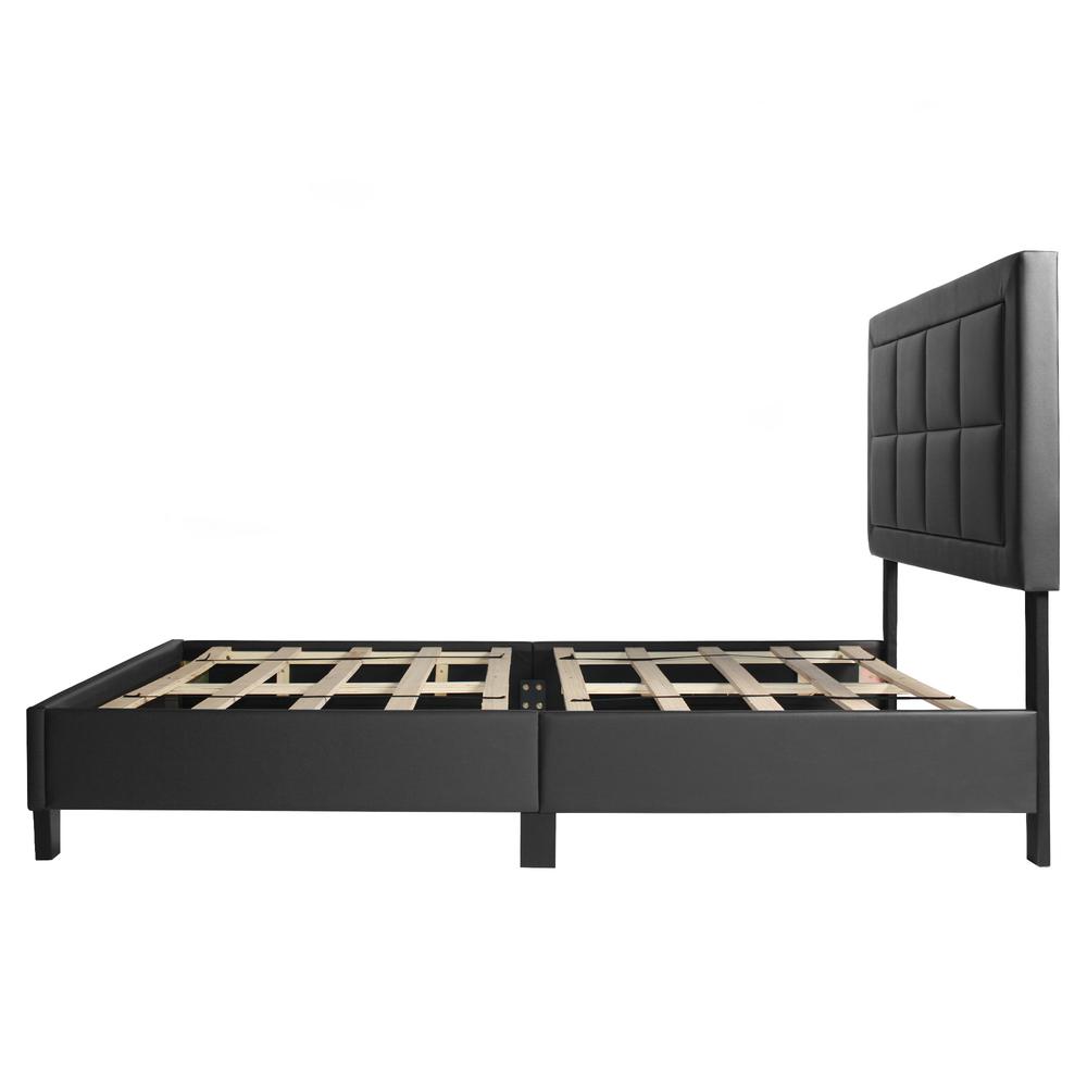 Better Home Products Elegant Faux Leather Upholstered Panel Bed Twin in Black. Picture 2