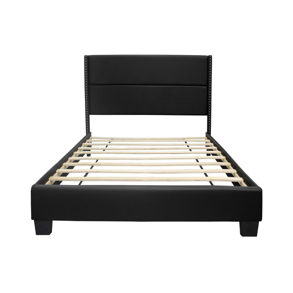 Better Home Products Giulia Faux Leather Upholstered Twin Platform Bed in Black. Picture 1
