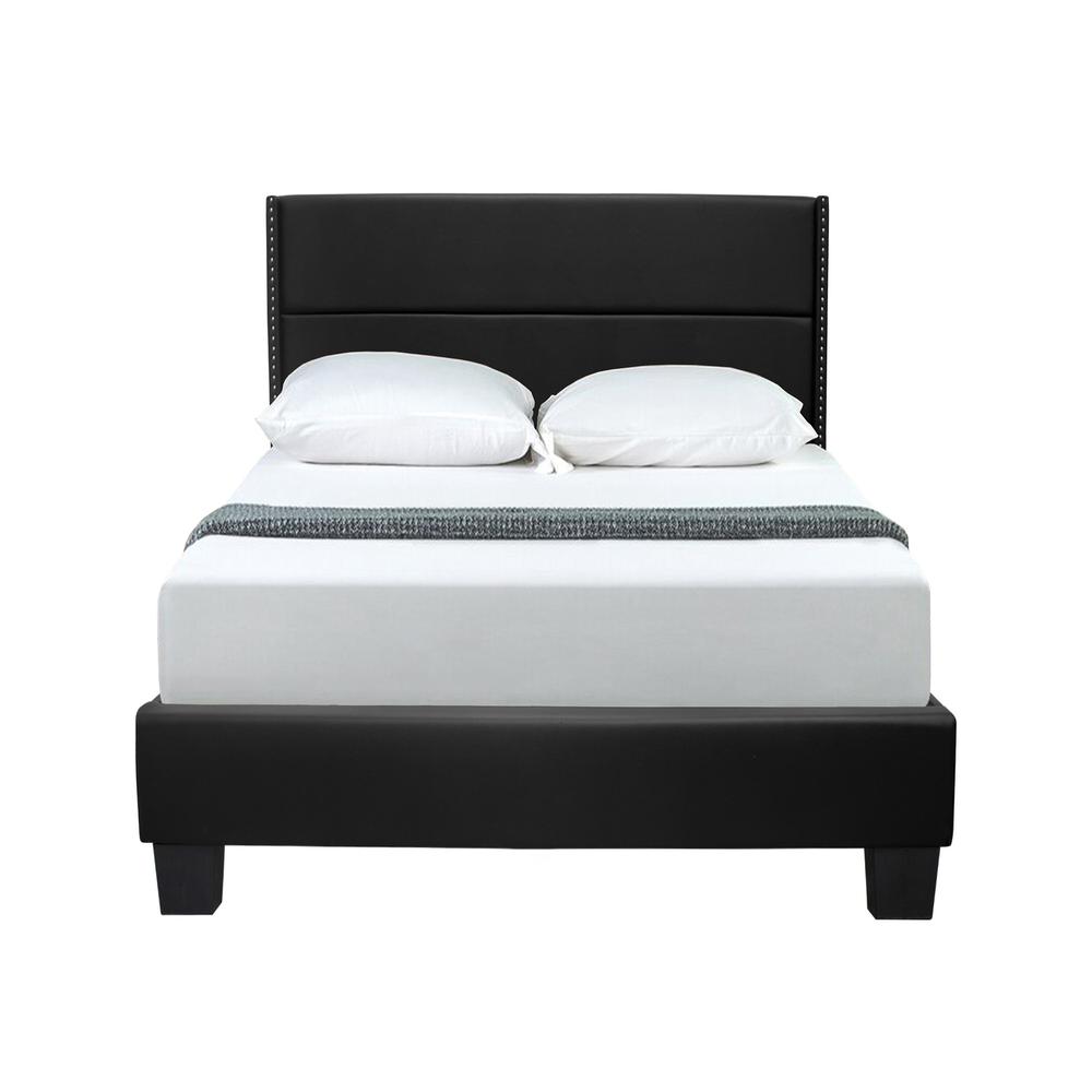 Better Home Products Giulia Faux Leather Upholstered Twin Platform Bed in Black. Picture 2