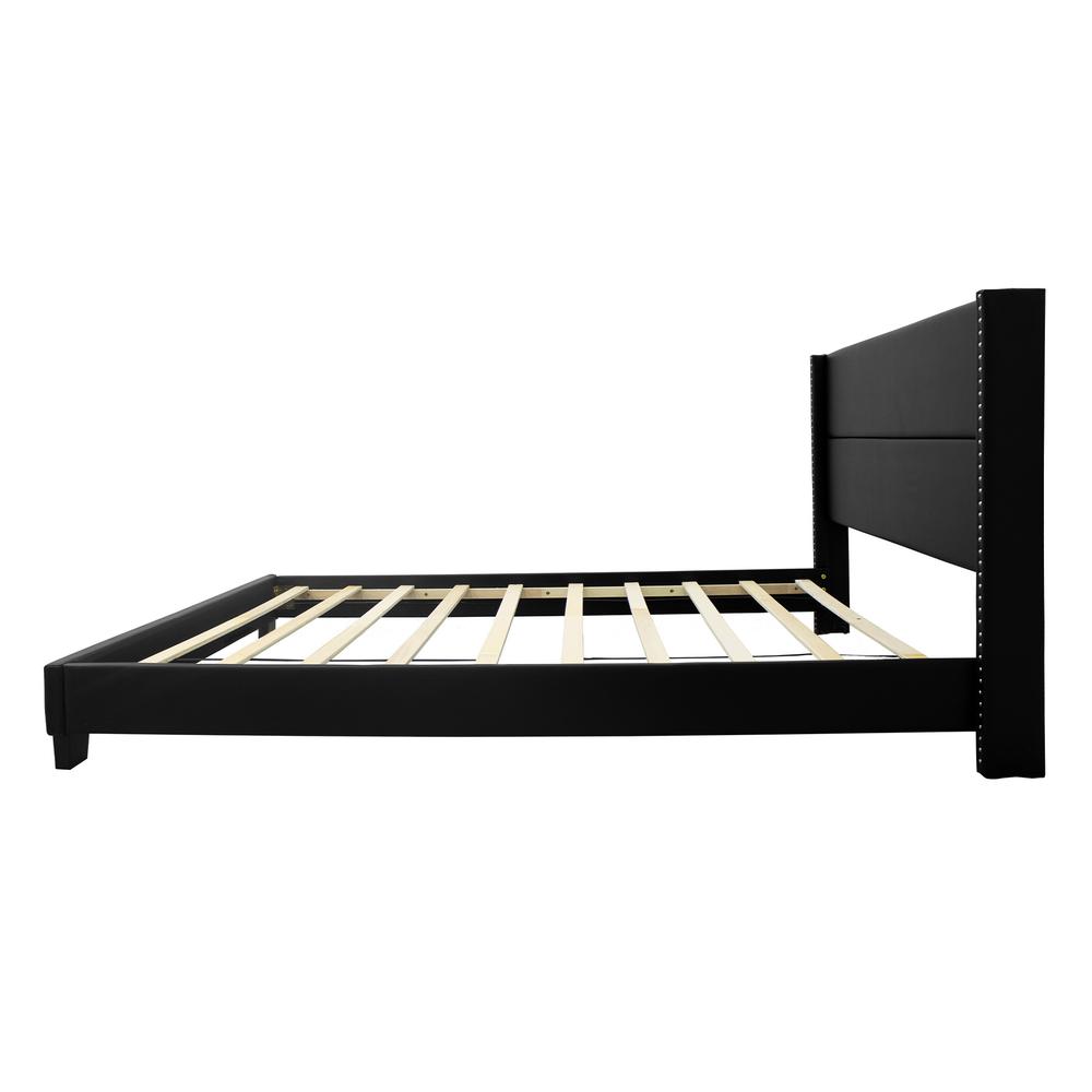 Better Home Products Giulia Faux Leather Upholstered Twin Platform Bed in Black. Picture 3