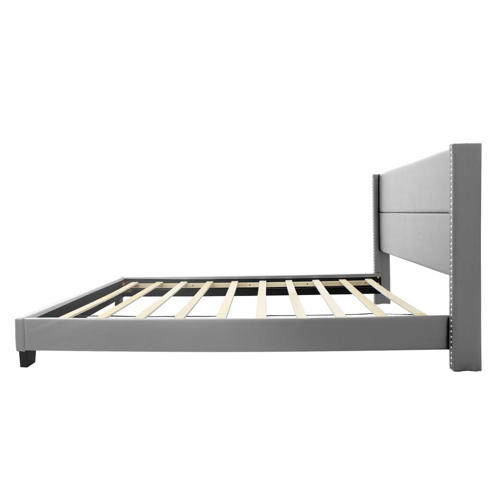Better Home Products Giulia Faux Leather Upholstered Twin Platform Bed in Gray. Picture 3