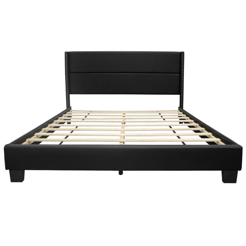 Better Home Products Giulia Queen Black Faux Leather Upholstered Platform Bed. Picture 6