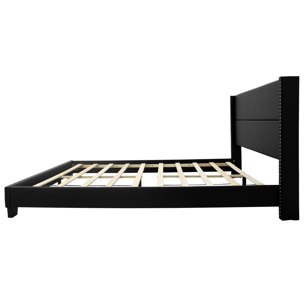 Better Home Products Giulia Queen Black Faux Leather Upholstered Platform Bed. Picture 7