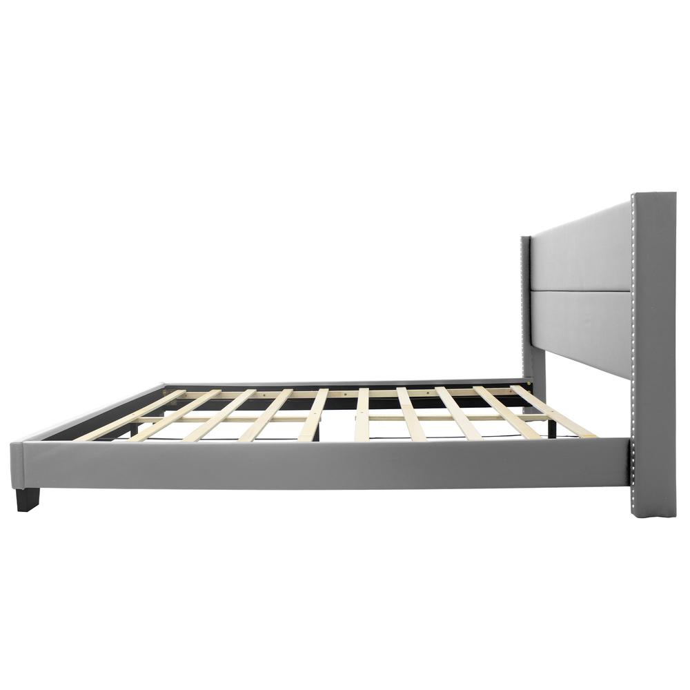 Better Home Products Giulia Queen Gray Faux Leather Upholstered Platform Bed. Picture 7