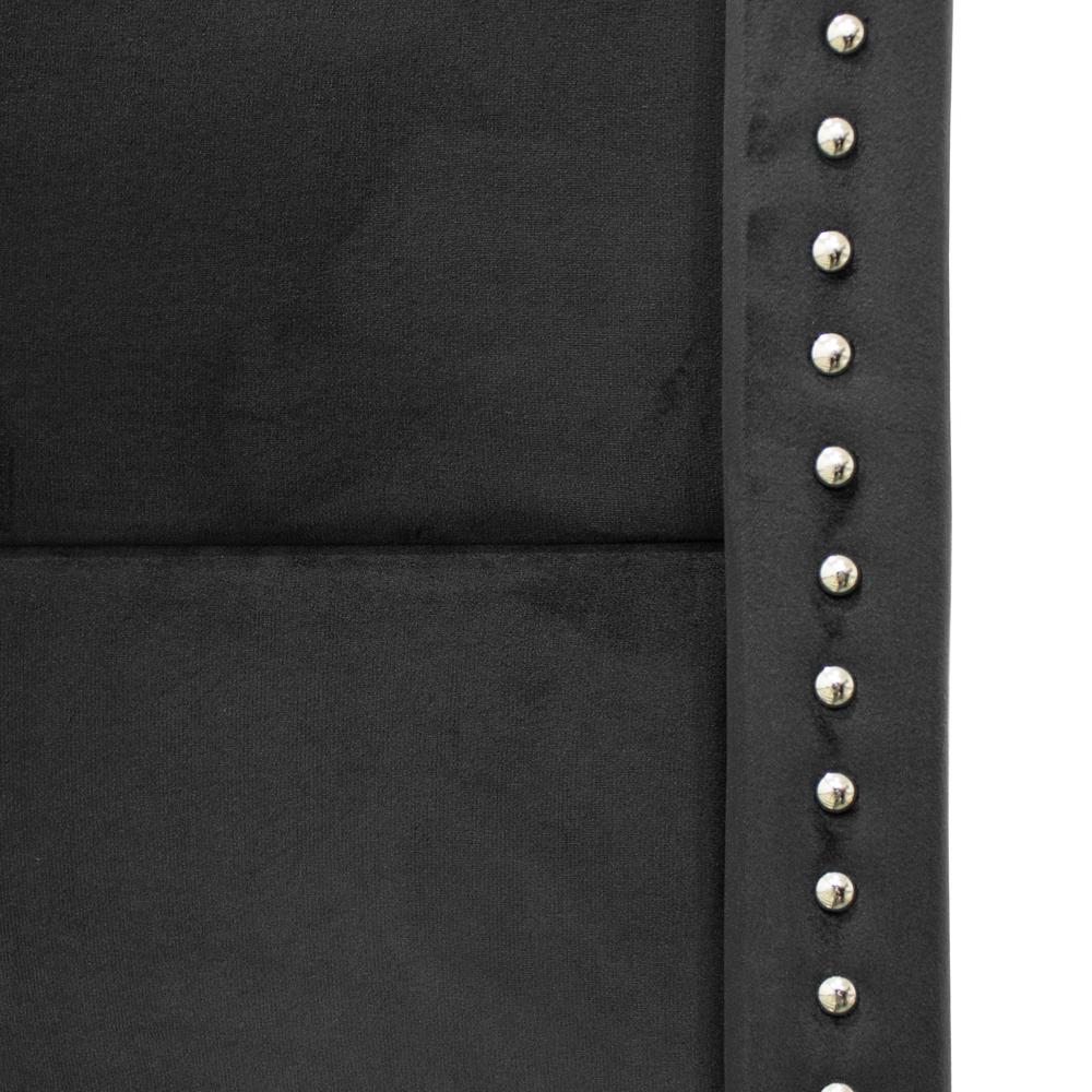 Better Home Products Giulia Queen Black Velvet Upholstered Platform Panel Bed. Picture 7