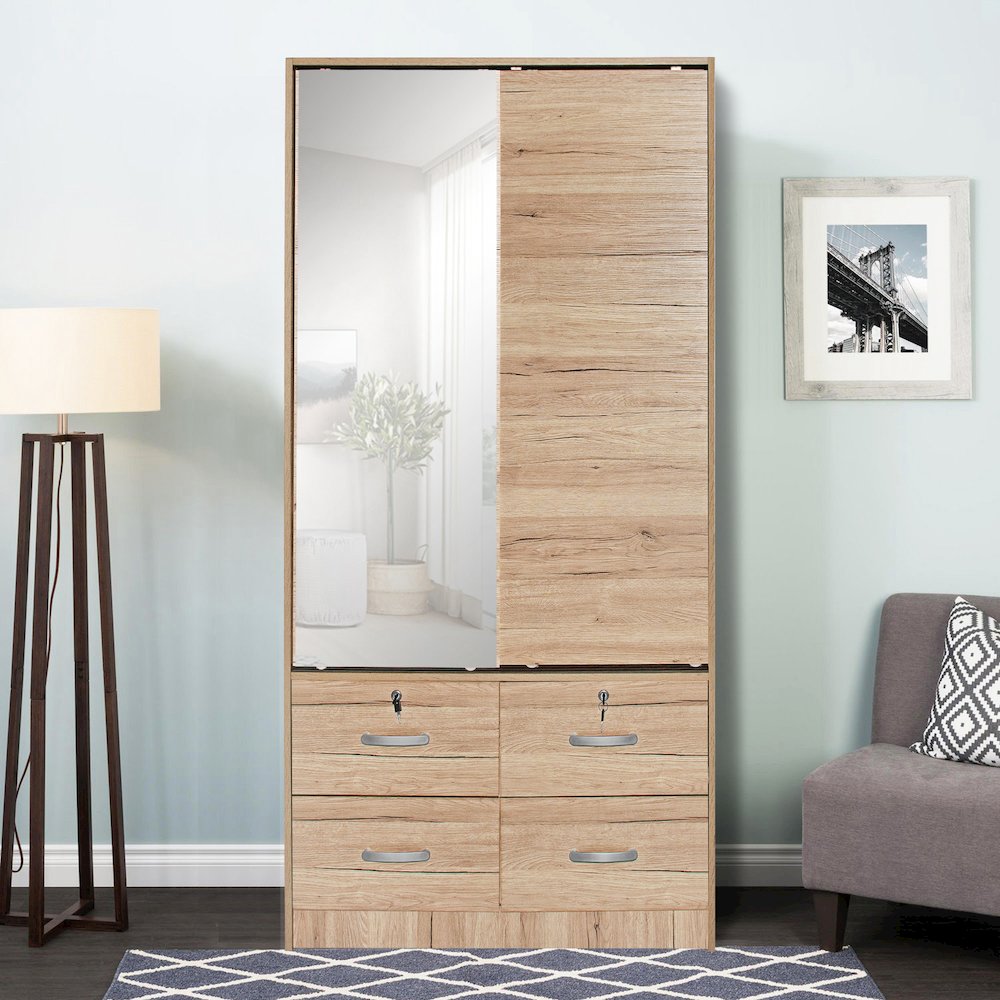 Double Sliding Door Wardrobe with Mirror. Picture 2