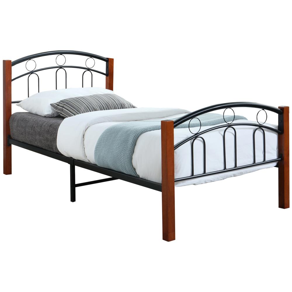 Better Home Products Empire Twin Size Platform Metal Bed Frame in Black Cherry. Picture 2
