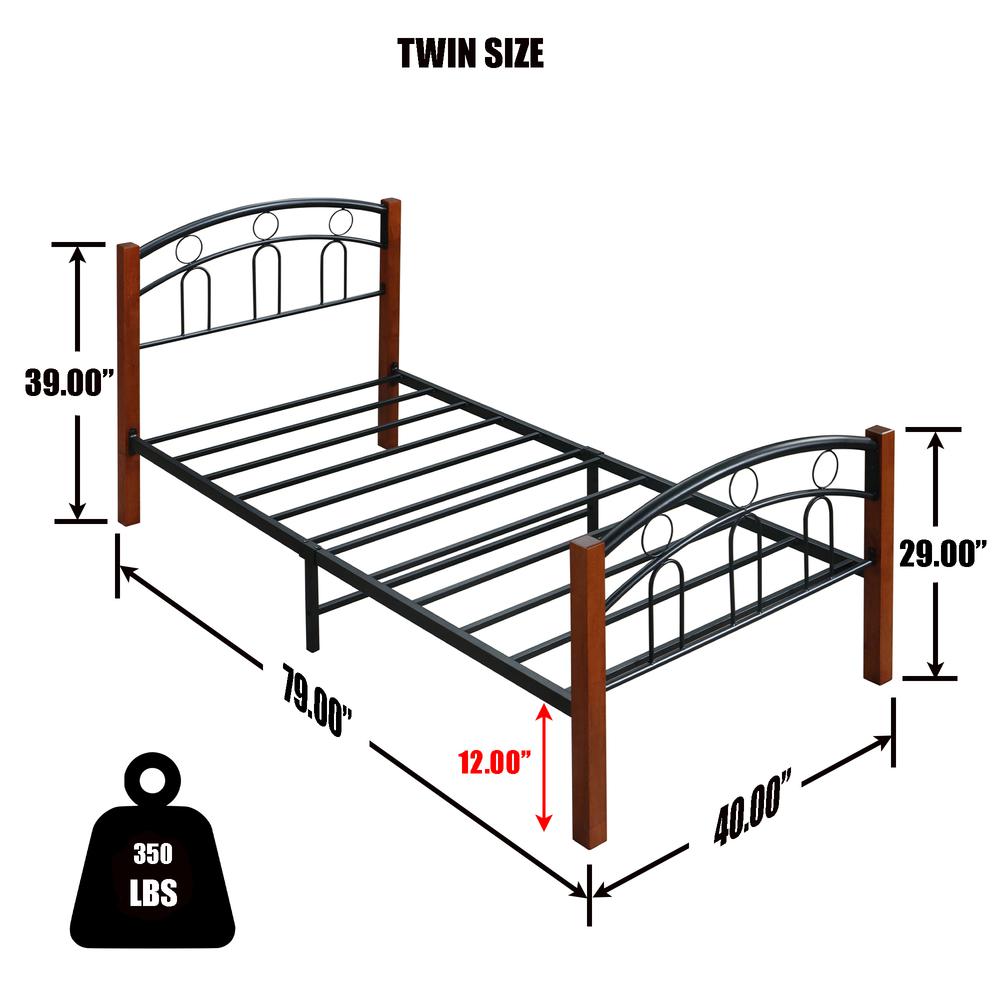 Better Home Products Empire Twin Size Platform Metal Bed Frame in Black Cherry. Picture 3