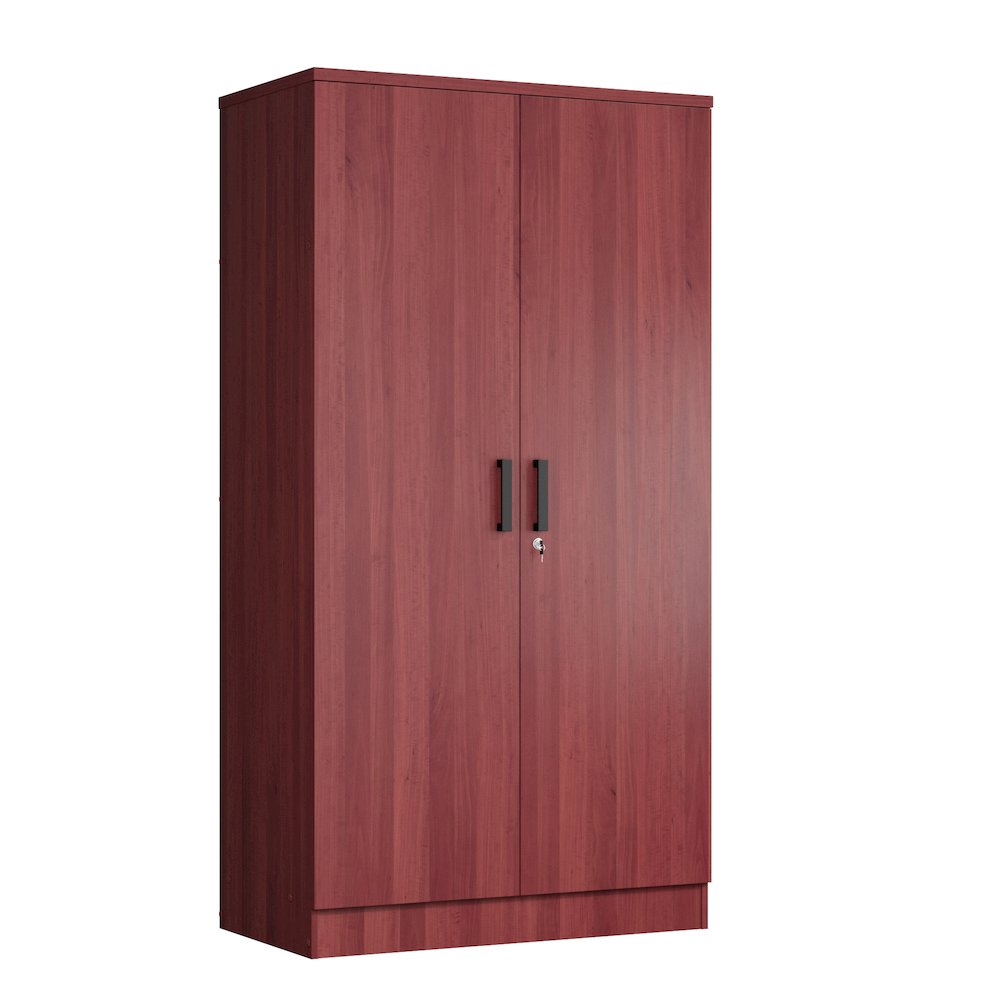 Better Home Products Harmony Wood Two Door Armoire Wardrobe Cabinet in Mahogany. Picture 1