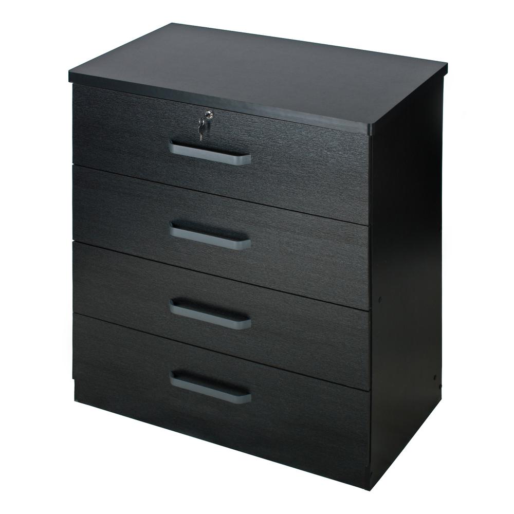 Better Home Products Liz Super Jumbo 4 Drawer Storage Chest Dresser in Black. Picture 3