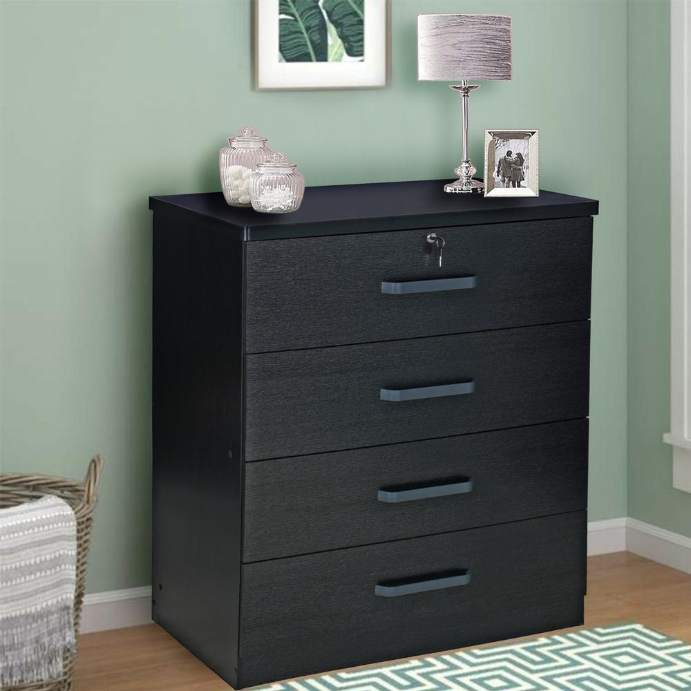 Better Home Products Liz Super Jumbo 4 Drawer Storage Chest Dresser in Black. Picture 9
