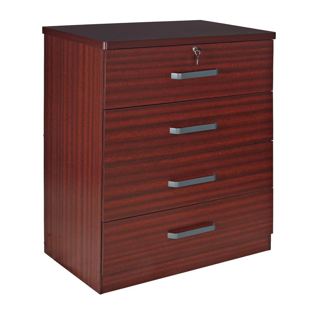 Better Home Products Liz Super Jumbo 4 Drawer Storage Chest Dresser in Mahogany. Picture 6