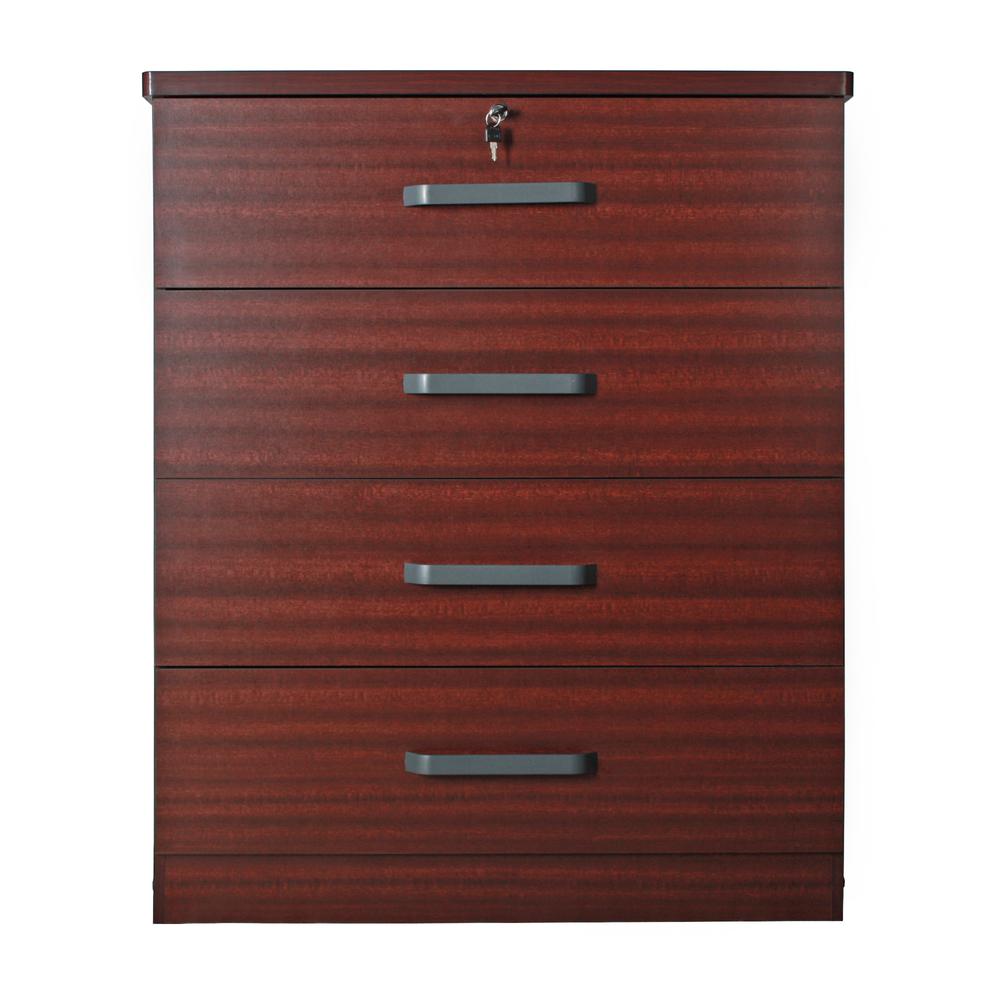 Better Home Products Liz Super Jumbo 4 Drawer Storage Chest Dresser in Mahogany. Picture 1