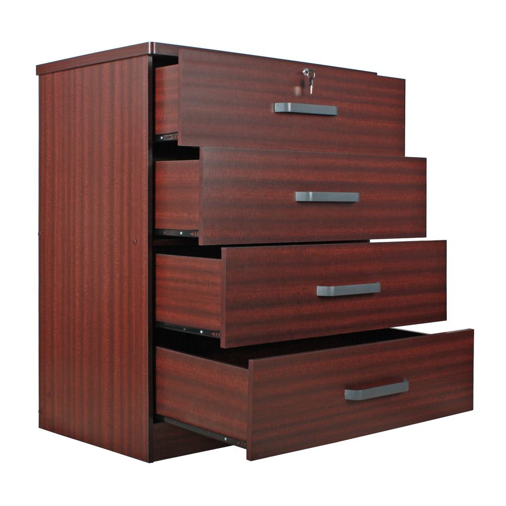 Better Home Products Liz Super Jumbo 4 Drawer Storage Chest Dresser in Mahogany. Picture 2