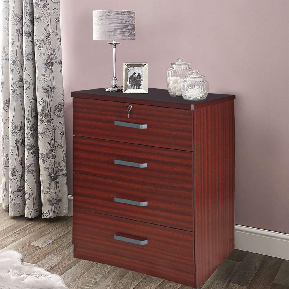 Better Home Products Liz Super Jumbo 4 Drawer Storage Chest Dresser in Mahogany. Picture 8
