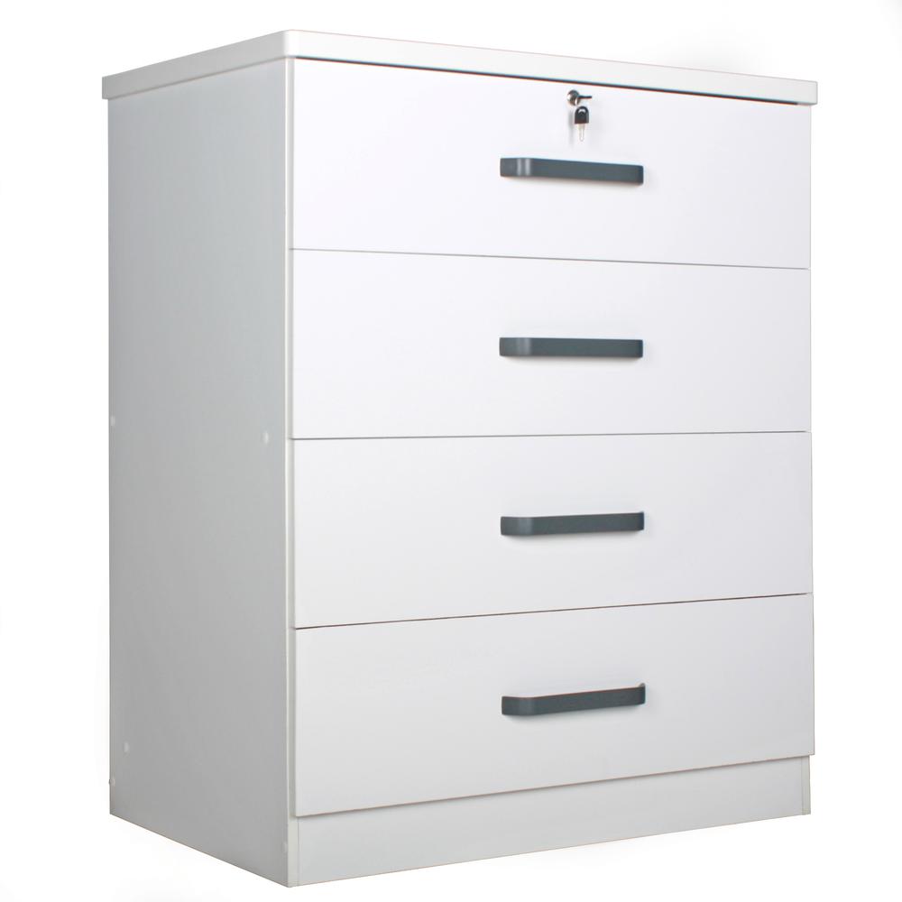 Better Home Products Liz Super Jumbo 4 Drawer Storage Chest Dresser in White. Picture 1