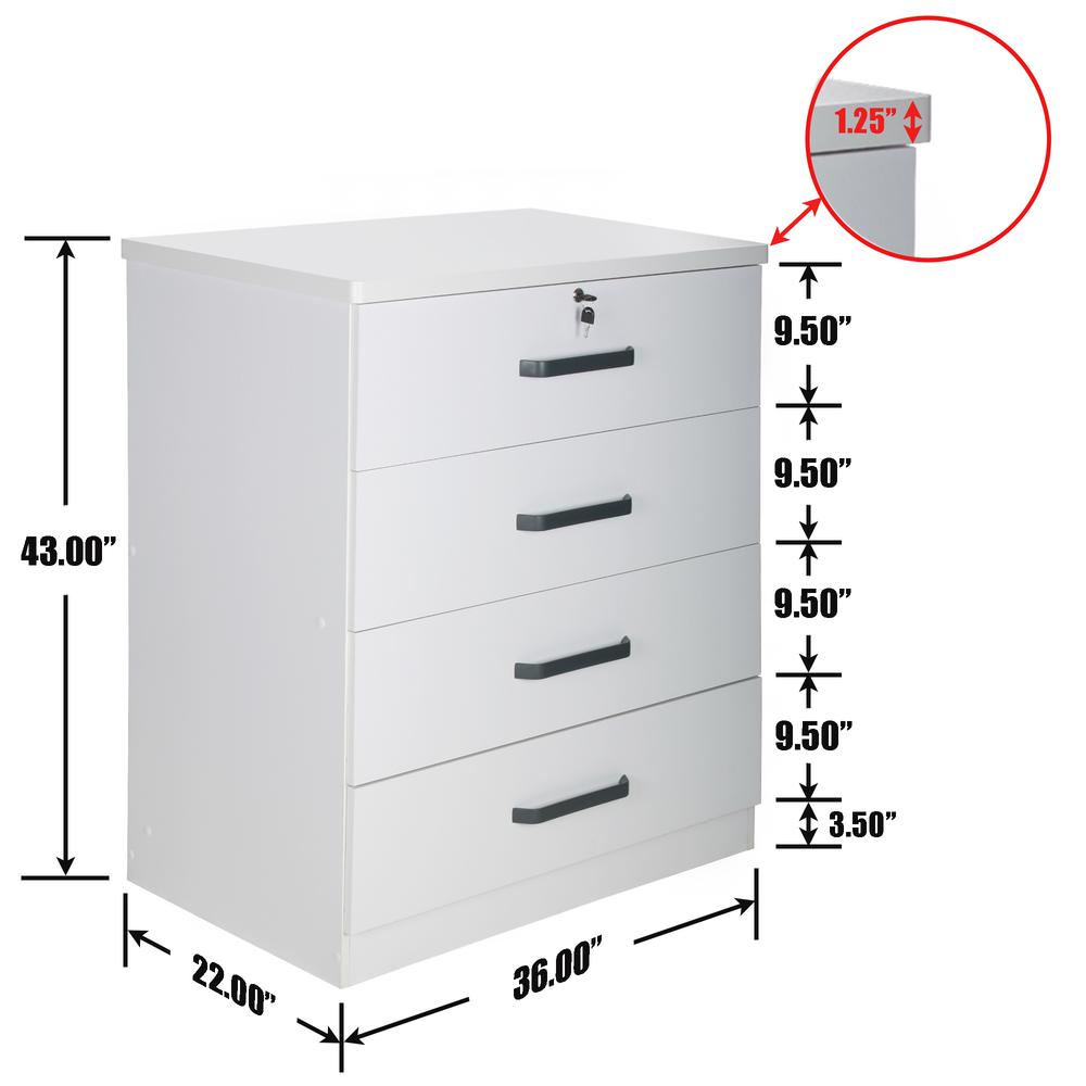 Better Home Products Liz Super Jumbo 4 Drawer Storage Chest Dresser in White. Picture 5