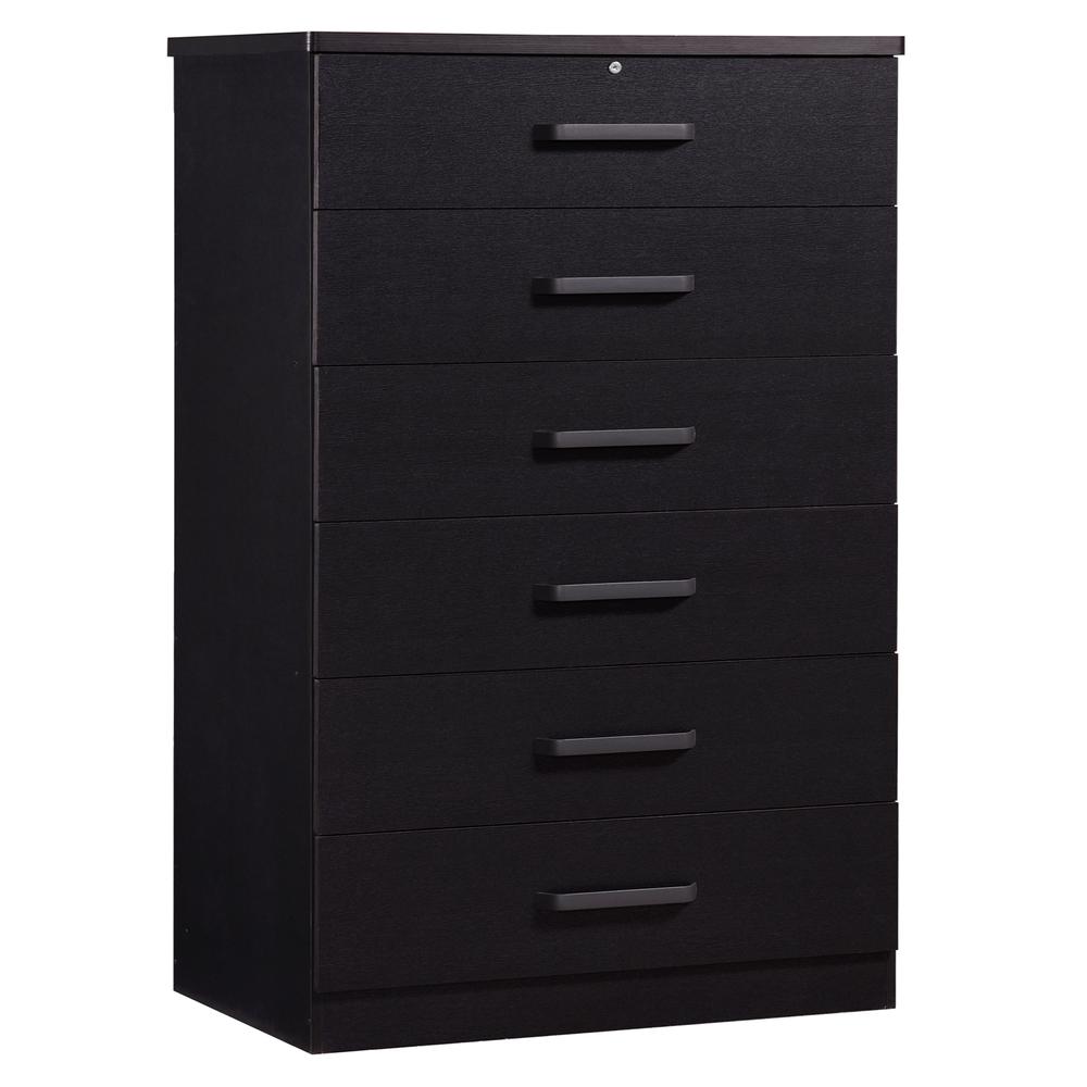 Better Home Products Liz Super Jumbo 6 Drawer Storage Chest Dresser in Black. Picture 2