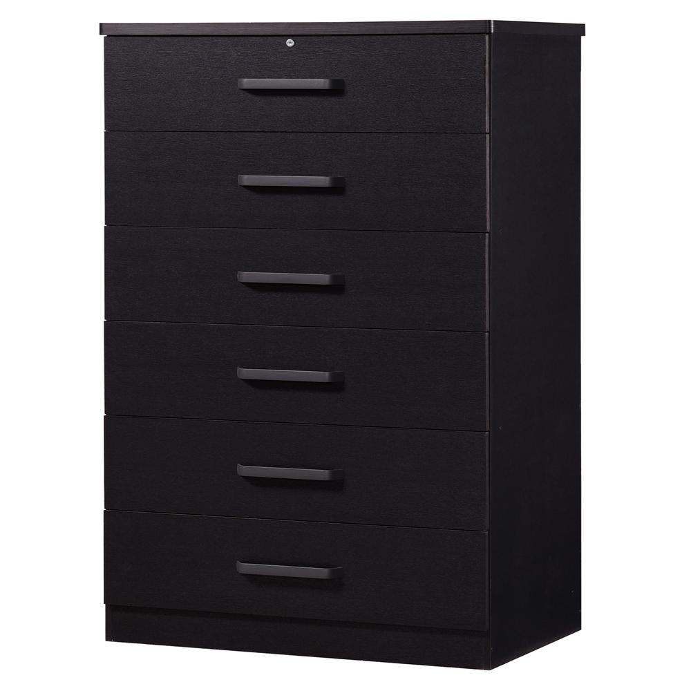 Better Home Products Liz Super Jumbo 6 Drawer Storage Chest Dresser in Black. Picture 1